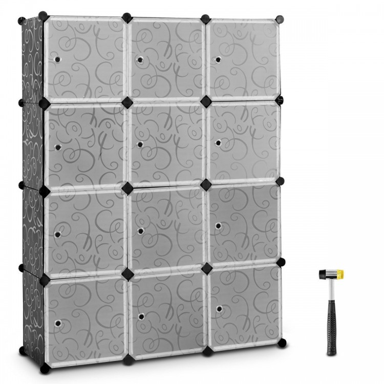12-cube portable closet storage organizer in floral pattern, made of durable eco-friendly PP material for versatile use.