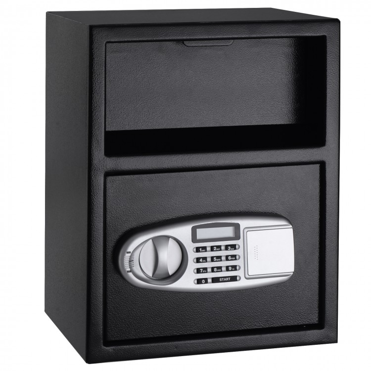 Digital deposit safe box featuring a user-friendly digital entry system, ideal for securely storing cash and valuables.