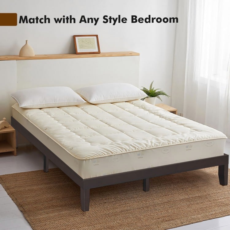 14-inch king size wood platform bed frame in brown, featuring a modern design and ample under-bed storage.