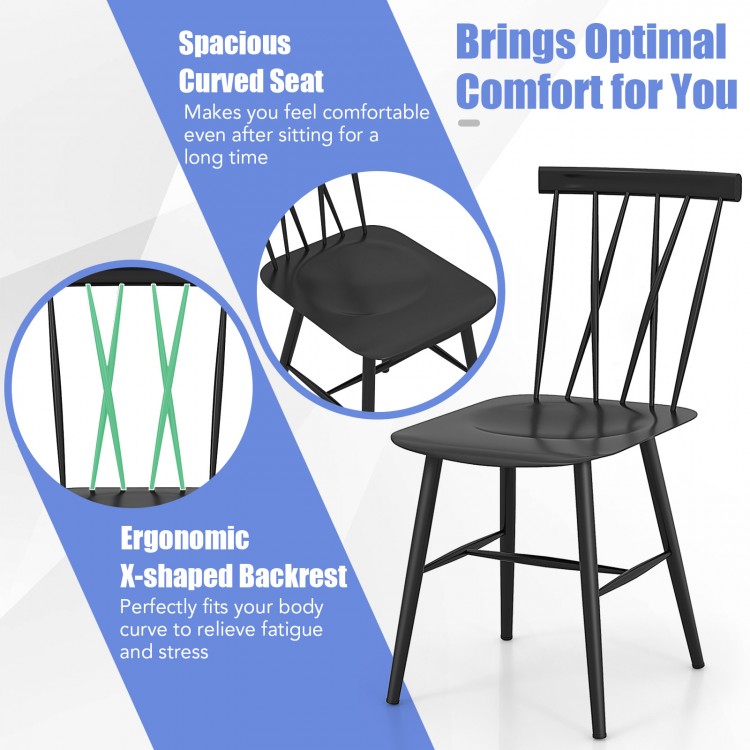 Set of 2 modern dining chairs with ergonomic backrest and curved seat for optimal comfort and support in any space.
