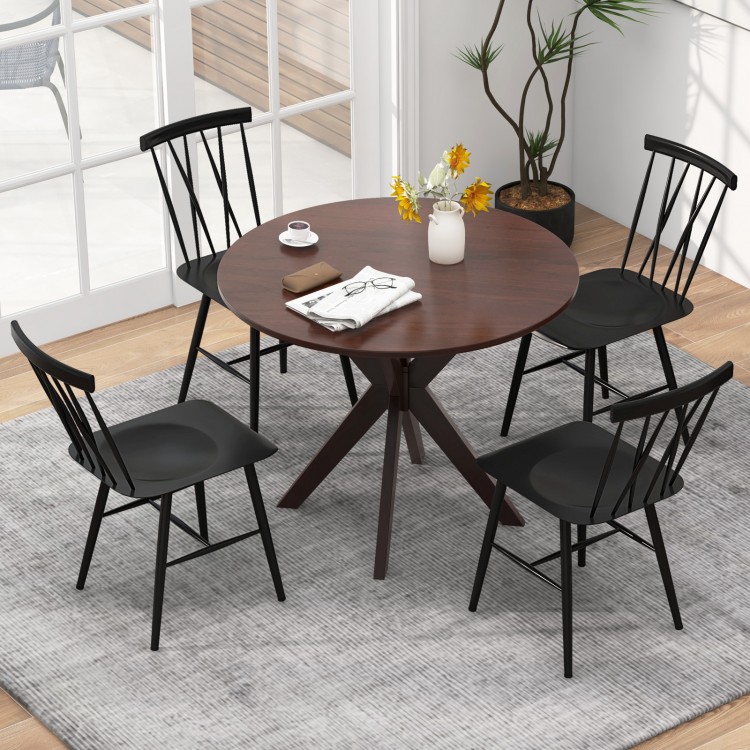 Set of 2 modern dining chairs with ergonomic backrest, sturdy steel construction, perfect for dining or living room use.