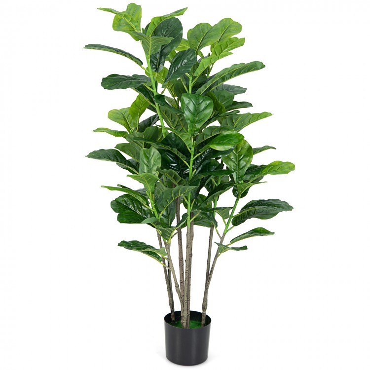 Artificial 51-inch fiddle leaf fig tree with 100 large leaves in a sturdy pot, perfect for indoor and outdoor.