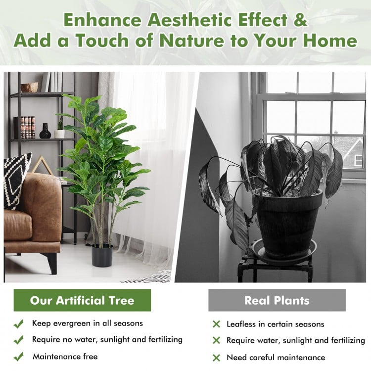 51-inch artificial fiddle leaf fig tree in a sturdy pot, featuring vibrant green leaves for indoor and outdoor decor.
