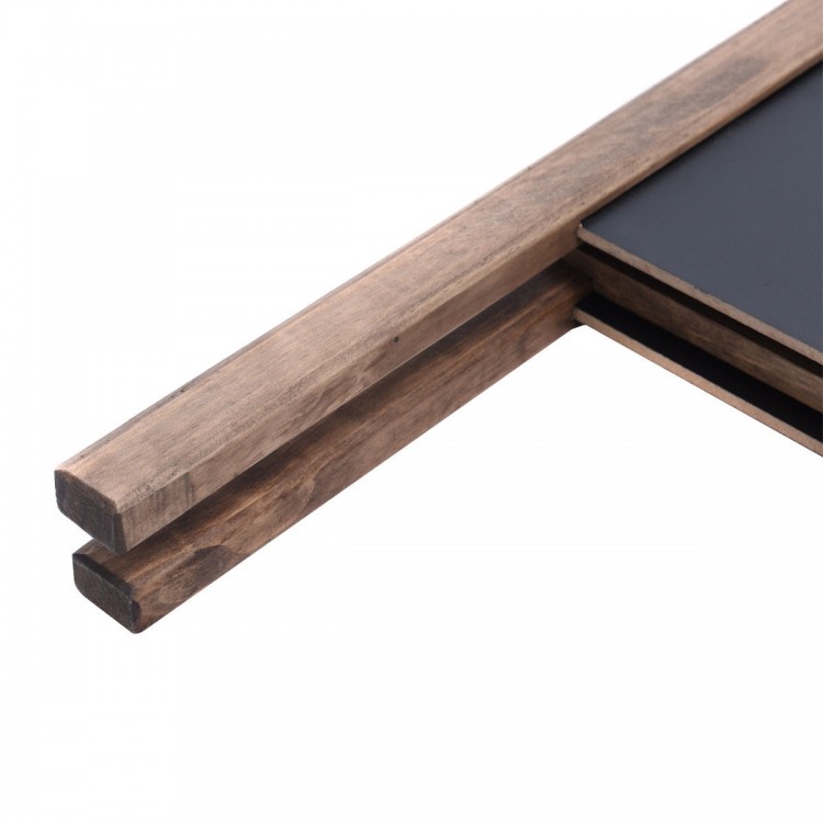 Close-up of the solid MDF frame of a 31.5-inch A-frame sidewalk signage chalkboard, showcasing its durable design.