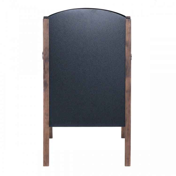 Back view of a 31.5 inch wood A-frame sidewalk signage chalkboard, featuring a solid MDF construction for durability.