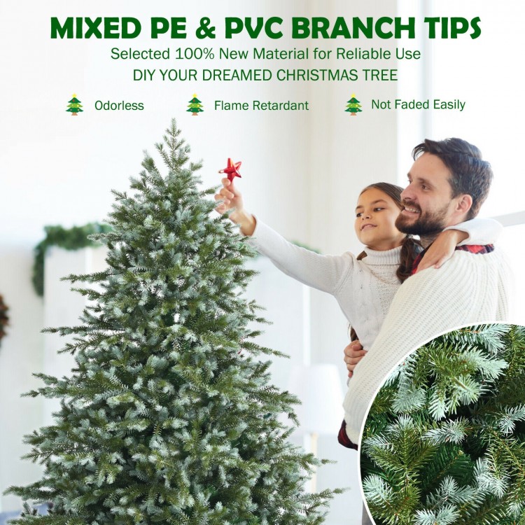 Detailed view of the 6 feet artificial Christmas spruce tree showcasing the premium mixed PE and PVC branch tips for a.