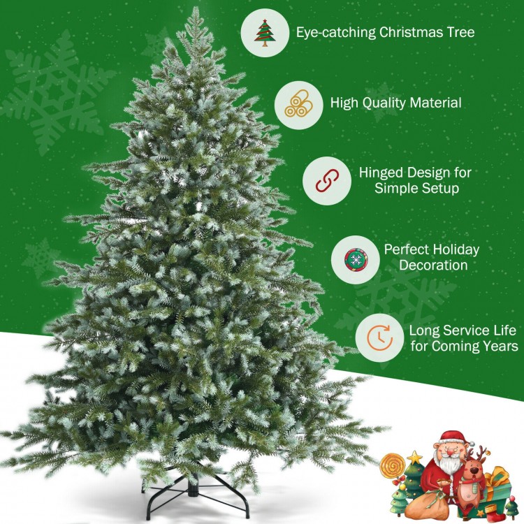6 feet artificial Christmas spruce tree with mixed PE and PVC branches, hinged design for easy setup, perfect holiday.