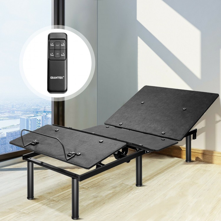 Twin XL ergonomic adjustable bed frame with remote control, featuring head and foot height adjustment for improved.