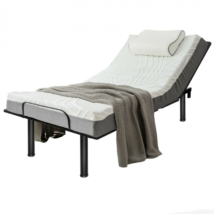 Adjustable Twin XL bed frame with sturdy metal base, remote control, and dual USB ports for convenient charging.
