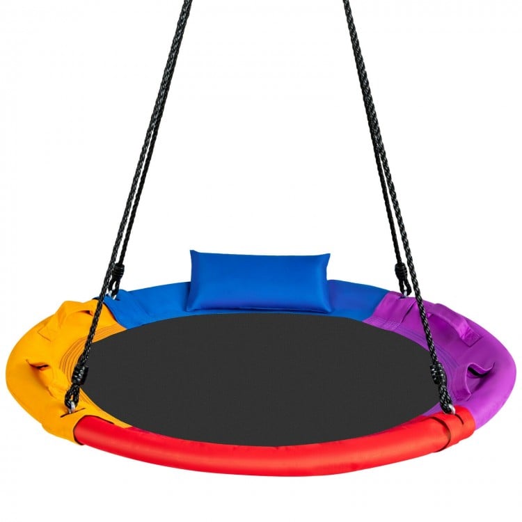 40 inch Saucer Tree Outdoor Round Platform Swing with Pillow and Handle - Gallery View 1 of 11