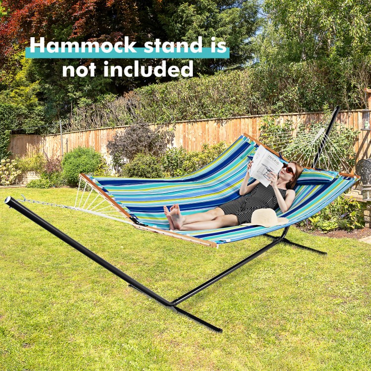 Foldable portable patio hammock swing chair bed with detachable pillow, perfect for outdoor relaxation. Stand not.