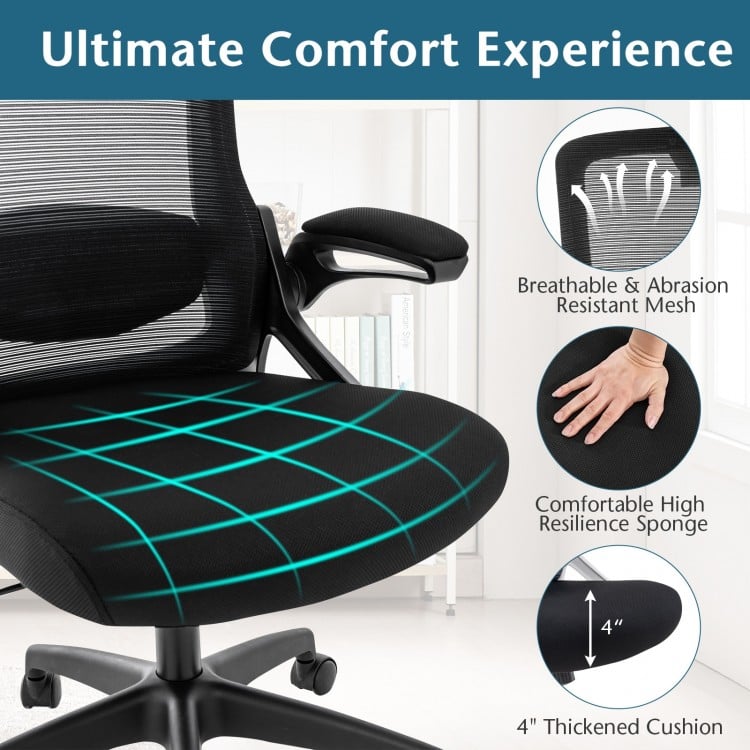 Adjustable swivel task chair with breathable mesh, thickened cushion, and ergonomic lumbar support for enhanced comfort.