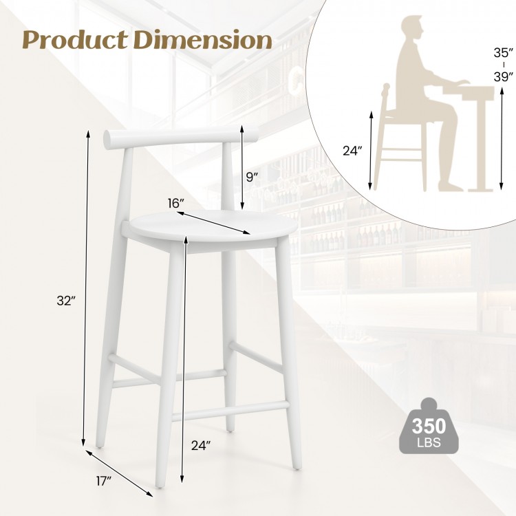Counter height bar chair with acacia wood frame, dimensions 32" height, ideal for bar tables 35"-39" high.
