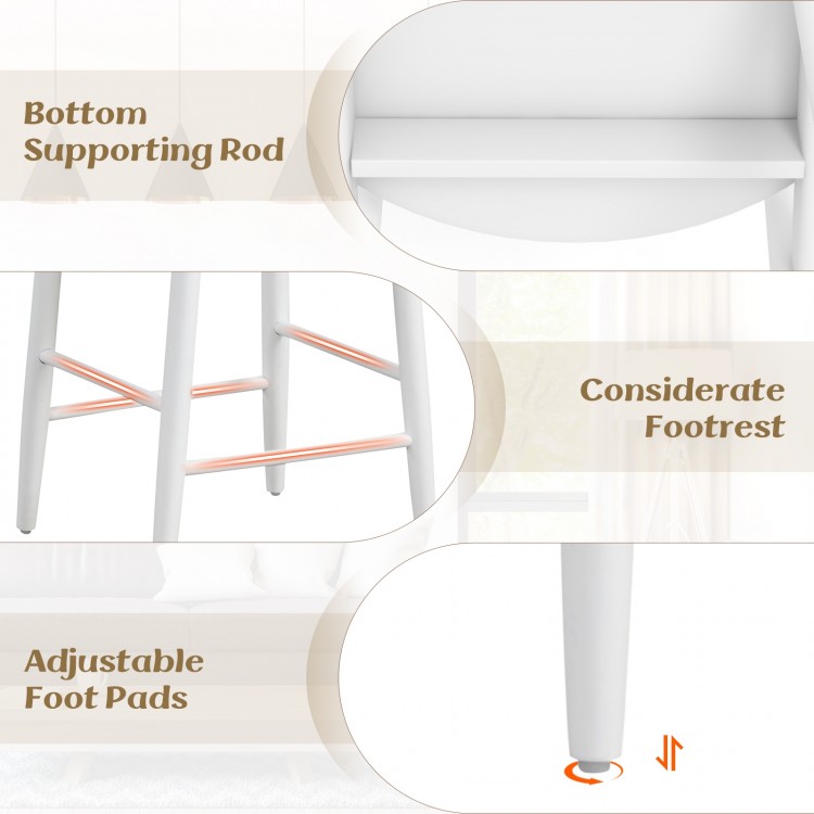 Counter height bar chair set with acacia wood frame, featuring adjustable foot pads and a considerate footrest for.