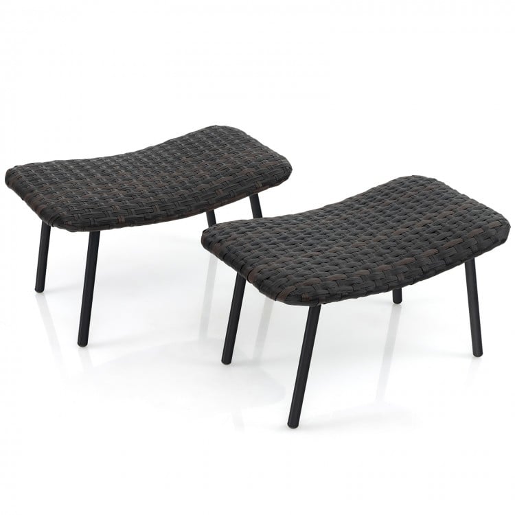 All Weather Outdoor Ottomans Set Patio Footrest Seats Set with Sturdy Metal Legs  - Gallery View 1 of 9