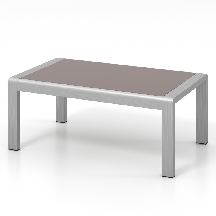 Outdoor Rectangle Coffee Table with Tempered Glass Tabletop for Backyard Poolside - Gallery View 1 of 6