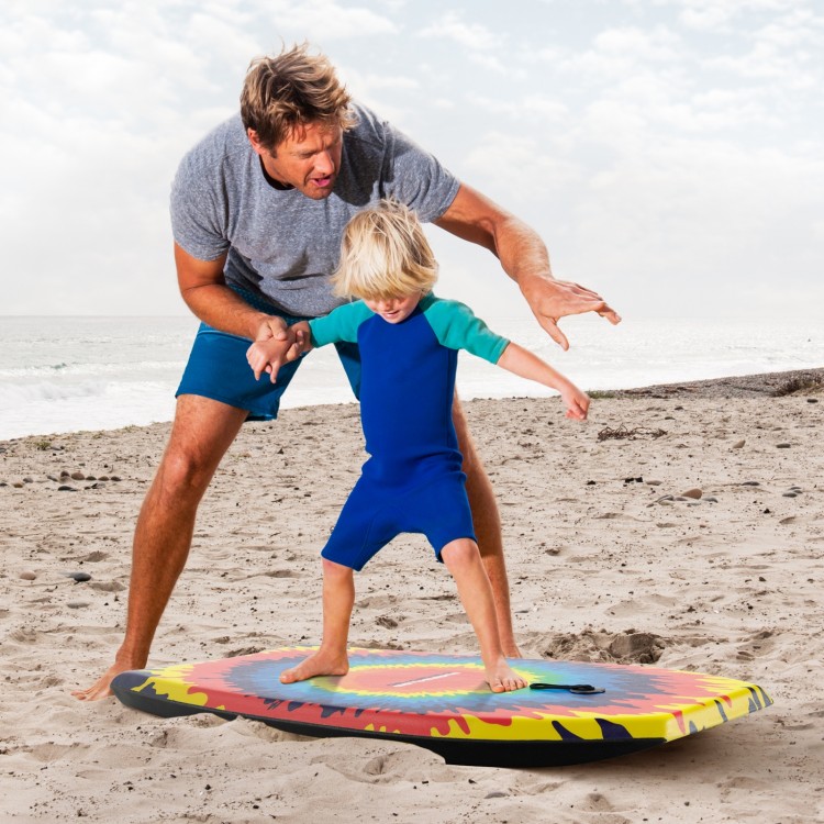 Lightweight 33/37/41 inches body board with EPS core, XPE deck, and HDPE bottom, perfect for beach fun with kids.