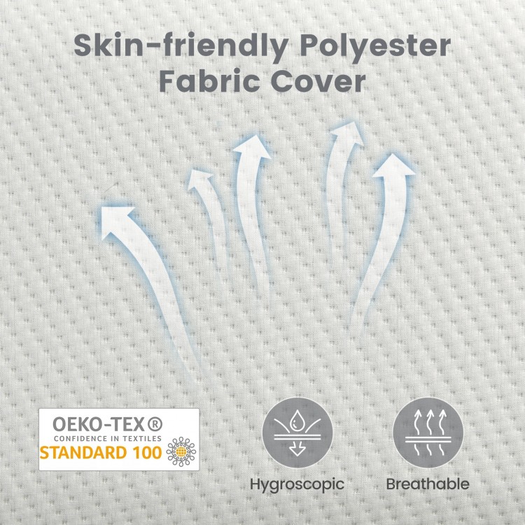 Close-up of skin-friendly polyester fabric cover for 2 pieces bamboo charcoal memory foam pillow, breathable and easy.