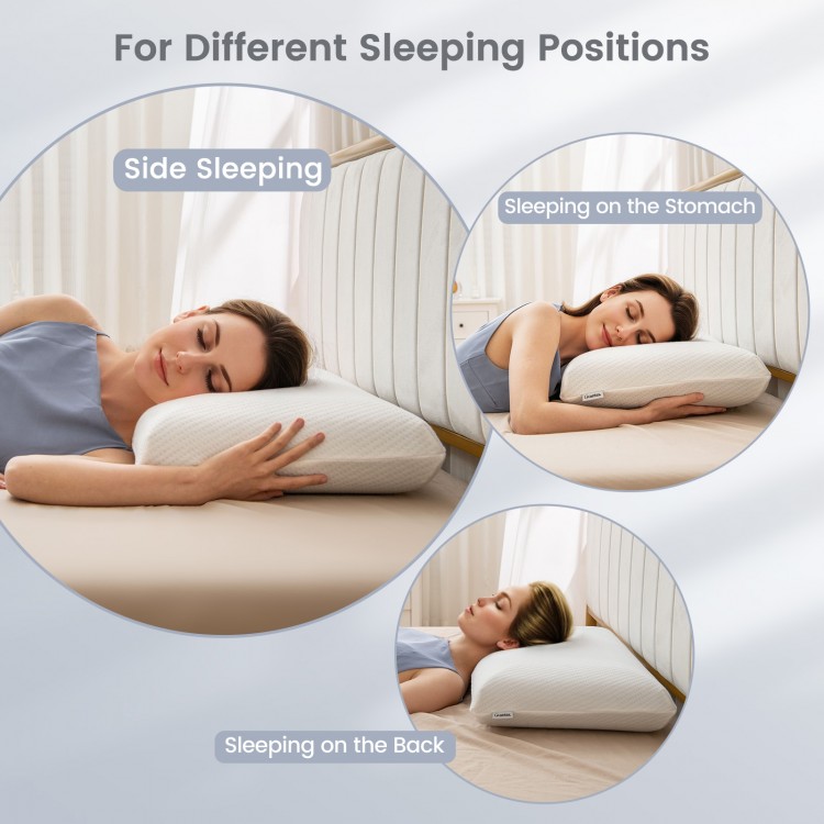 Bamboo charcoal memory foam pillow set designed for side, stomach, and back sleepers, promoting pain relief and comfort.