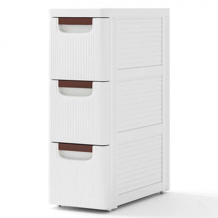 3/4/5/6-Drawer Rolling Organizer Unit Narrow Storage Cabinet with Built-In Wheels for Small Space - Gallery View 1 of 9