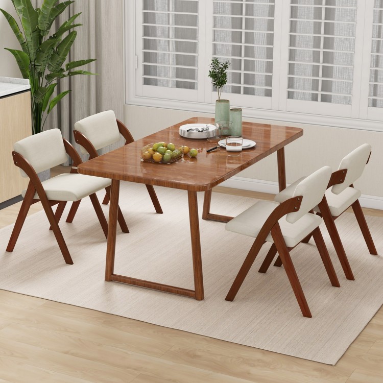 Folding kitchen dining chairs with rubber wood legs in walnut finish, featuring thick padding for comfort and modern.