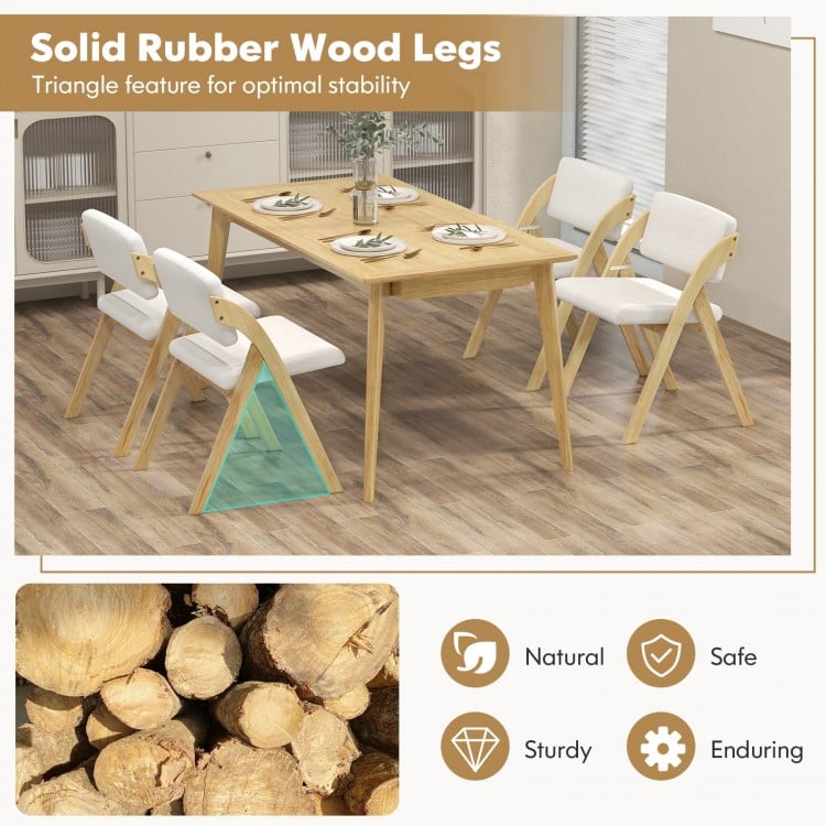 Set of 2 folding kitchen dining chairs with solid rubber wood legs, featuring a modern design for versatile home use.