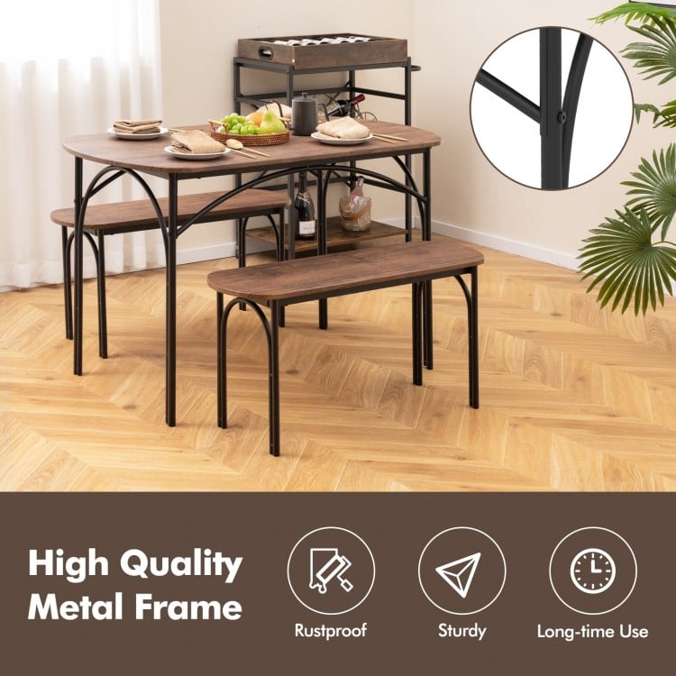 3-piece dining table set featuring a spacious MDF tabletop and sturdy metal frame, perfect for family dining in small.