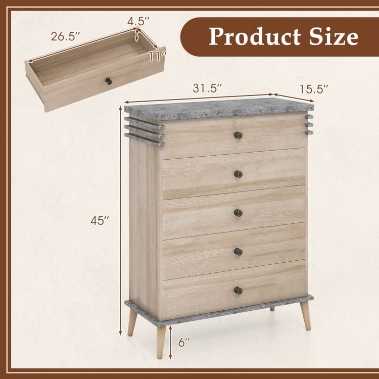 Farmhouse Chest Dresser of Drawers Tall Storage Organizer - Gallery View 4 of 10