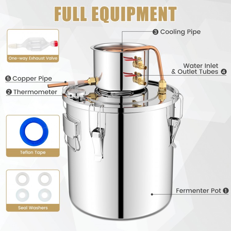 5-gallon stainless steel water juicer maker with cooling pipe, thermometer, and full equipment for brewing and.