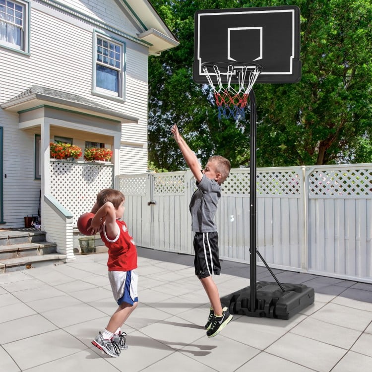 Portable Outdoor Basketball Hoop 6.9-8.5 FT Adjustable with Fillable Base Shatterproof PC Backboard - Gallery View 1 of 11