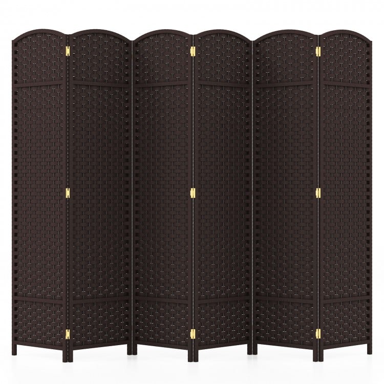 6-Panel Room Divider 5.6 FT Tall Folding Privacy Screen with Hand-woven Texture - Gallery View 1 of 10