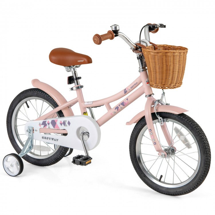 16/18 Inch Kids Bike Retro Bicycle with Adjustable Height and Basket for Ages 4-8 Years Old - Gallery View 1 of 10