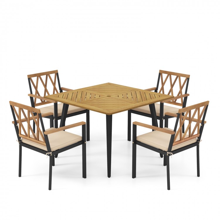 Outdoor Dining Table and Chairs with Cushions and 1.9 inches Umbrella Hole - Gallery View 1 of 6