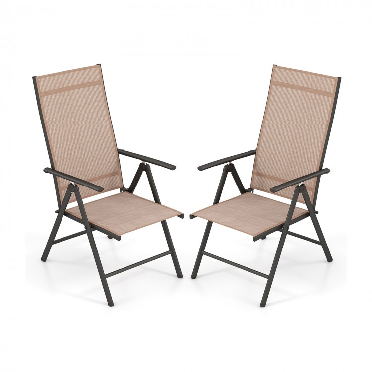 1 Piece Patio Folding Dining Chairs with 7-Level Adjustable High Backrest - Gallery View 1 of 12