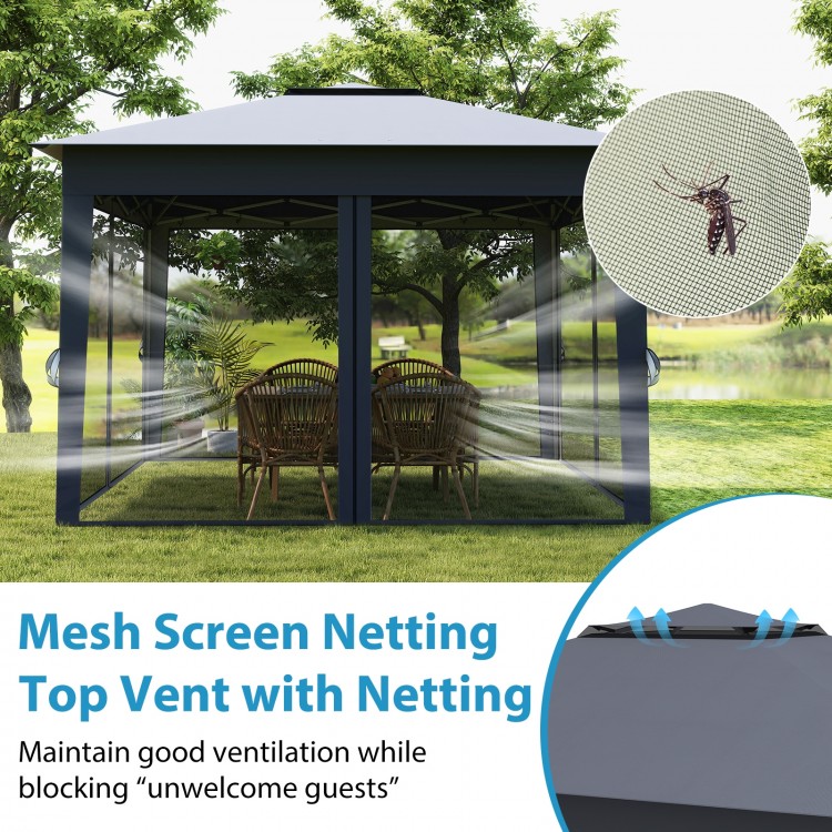 11 X 11 FT Pop Up Gazebo with Mesh Netting and Double Roof - Gallery View 11 of 11