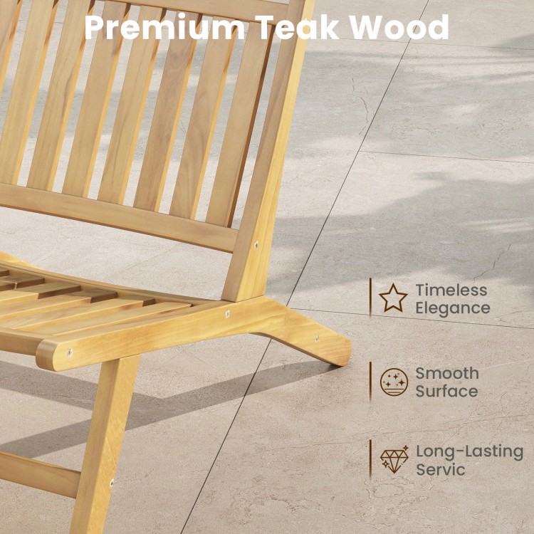 Teak wood outdoor reclining chair showcasing smooth surface and elegant wood grains, perfect for patios and backyards.