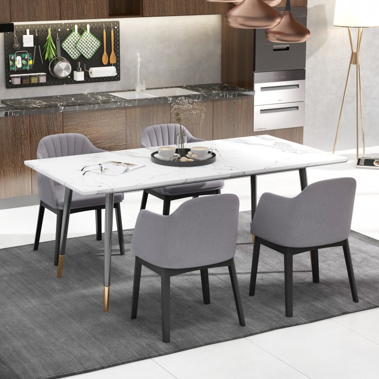 Curved backrest grey upholstered dining chairs set of 2 with solid wood frame, perfect for dining or relaxing.