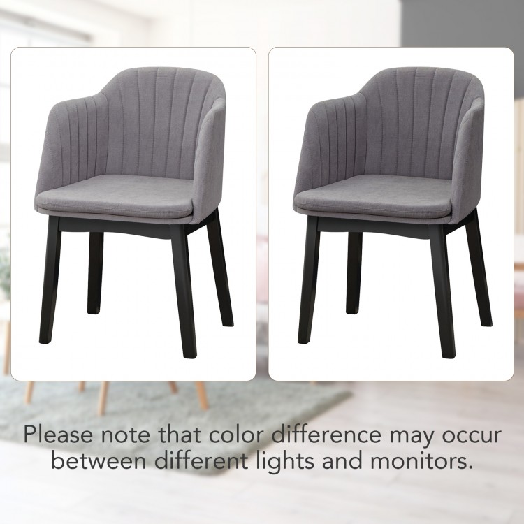 Curved backrest upholstered velvet dining chair set in grey, perfect for dining rooms and cafes.
