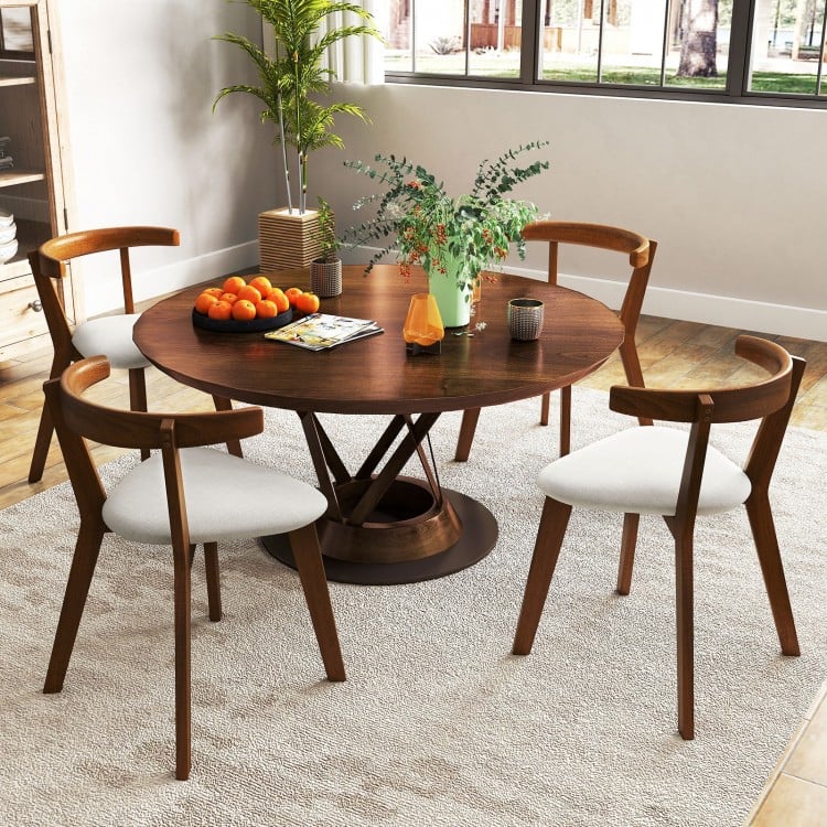Wood dining chair set of 2 with padded seats and curved backs in walnut finish, perfect for dining rooms or restaurants.
