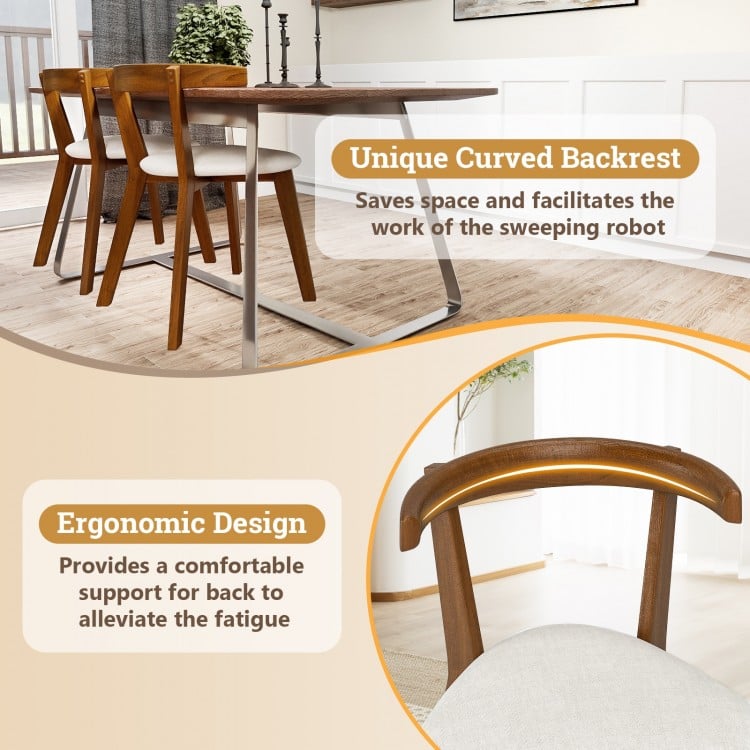 Wood dining chair set of 2 with padded seat, curved backrest, and ergonomic design for comfort in various settings.