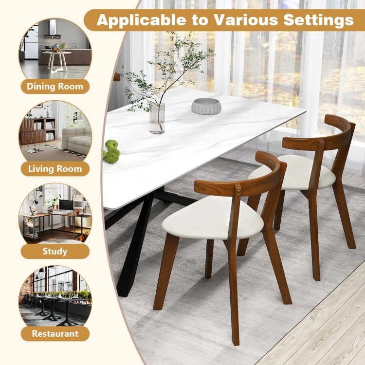 Wood dining chair set of 2 with padded seat and curved backrest, perfect for dining rooms, studies, or restaurants.