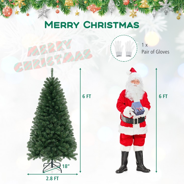 6 FT artificial Christmas tree with 830 branch tips and 250 warm white LED lights, perfect for holiday decoration.