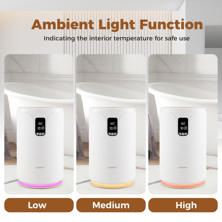 20L hot towel warmer bucket with LCD display, ambient light function, and three heating levels for safe use.