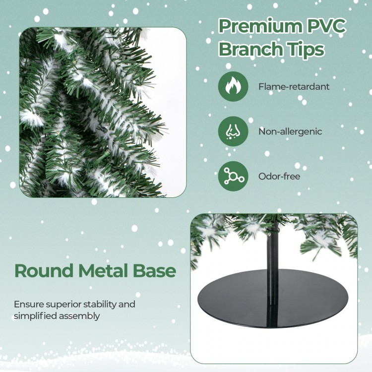Close-up of the round metal base of a 4/5/6 feet artificial Christmas tree set, ensuring stability and easy assembly.