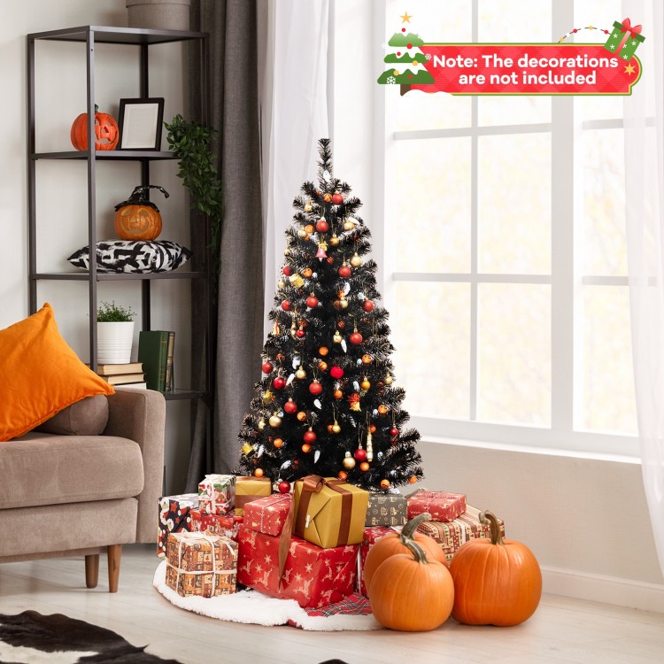 4.5 feet artificial Halloween tree with black leaves, 6 lighting modes, and 5 music options, perfect for festive decor.