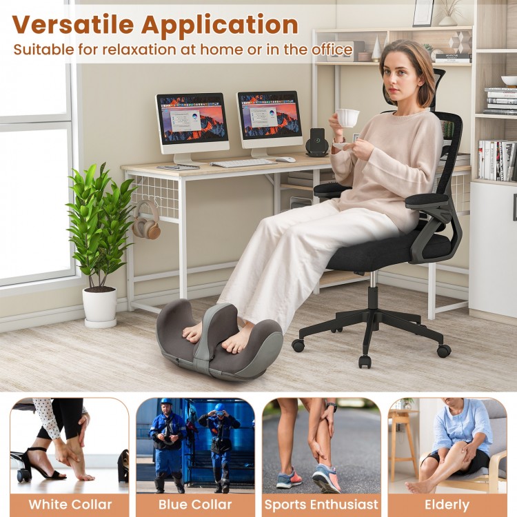 Foot and calf massager in gray with heat, ideal for soothing muscles at home or in the office.