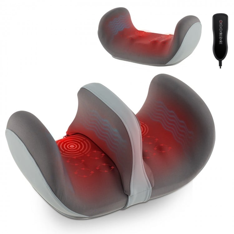 Foot and calf massager in gray with heat, kneading, and vibration features for soothing muscle relaxation at home or.