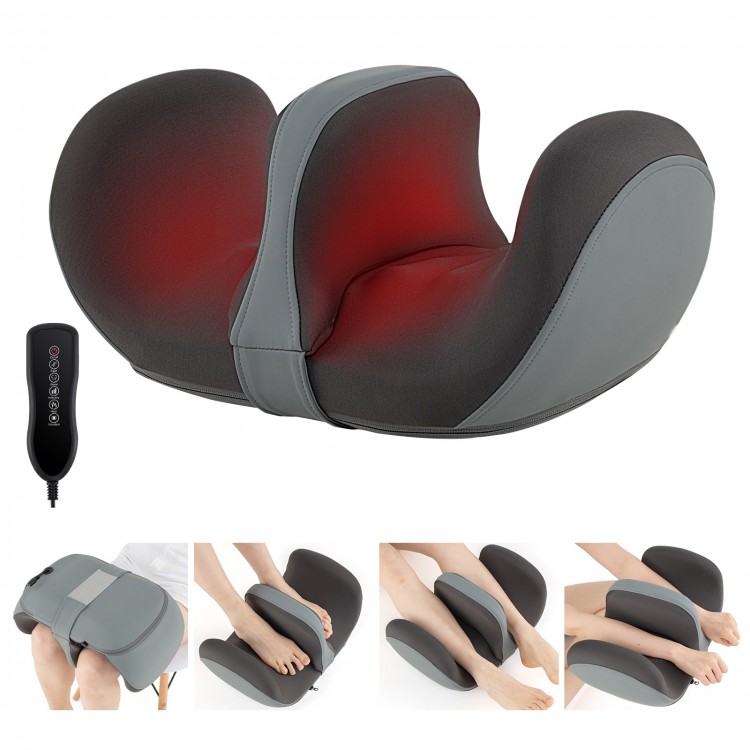 Foot and calf massager in gray with heat, kneading nodes, and wired controller for soothing muscle relaxation at home.