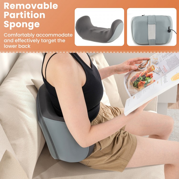 Removable partition sponge for lower back support in a gray foot and calf massager, ideal for home or office relaxation.
