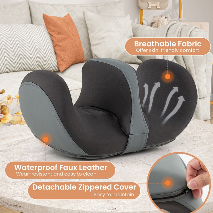 Foot and calf massager in gray with detachable zippered cover, offering shiatsu and heat for soothing muscle relief.